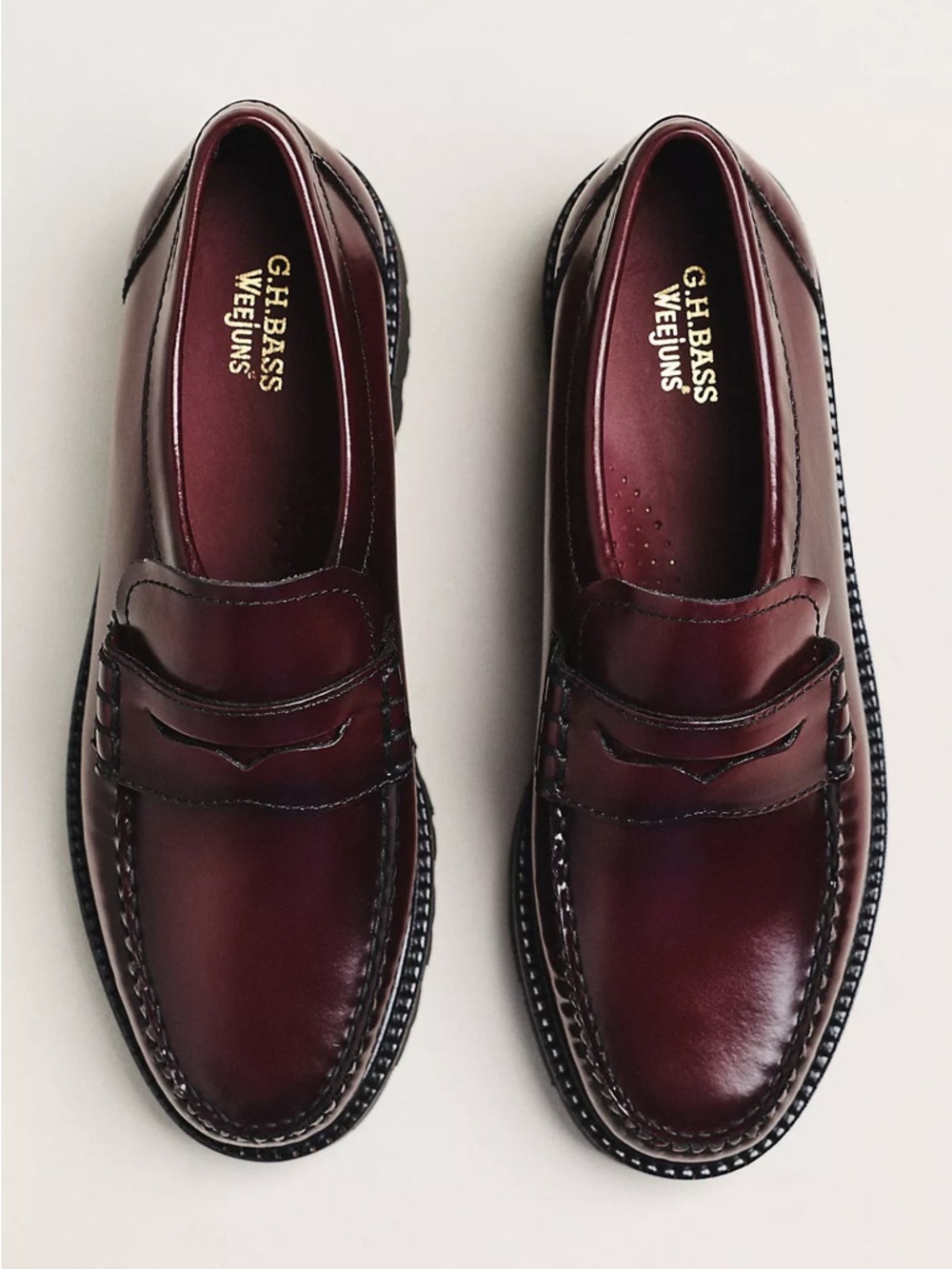 New G.H.Bass Grace Super Lug Loafers Anthropologie Wine - Picture 2 of 6